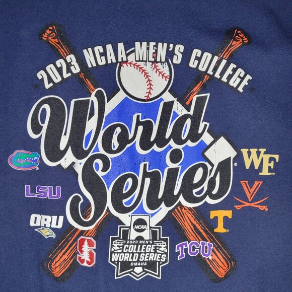 Hanes 2023 Mens Navy Blue College World Series T Shirt with Graphics Size Large - Picture 3 of 8